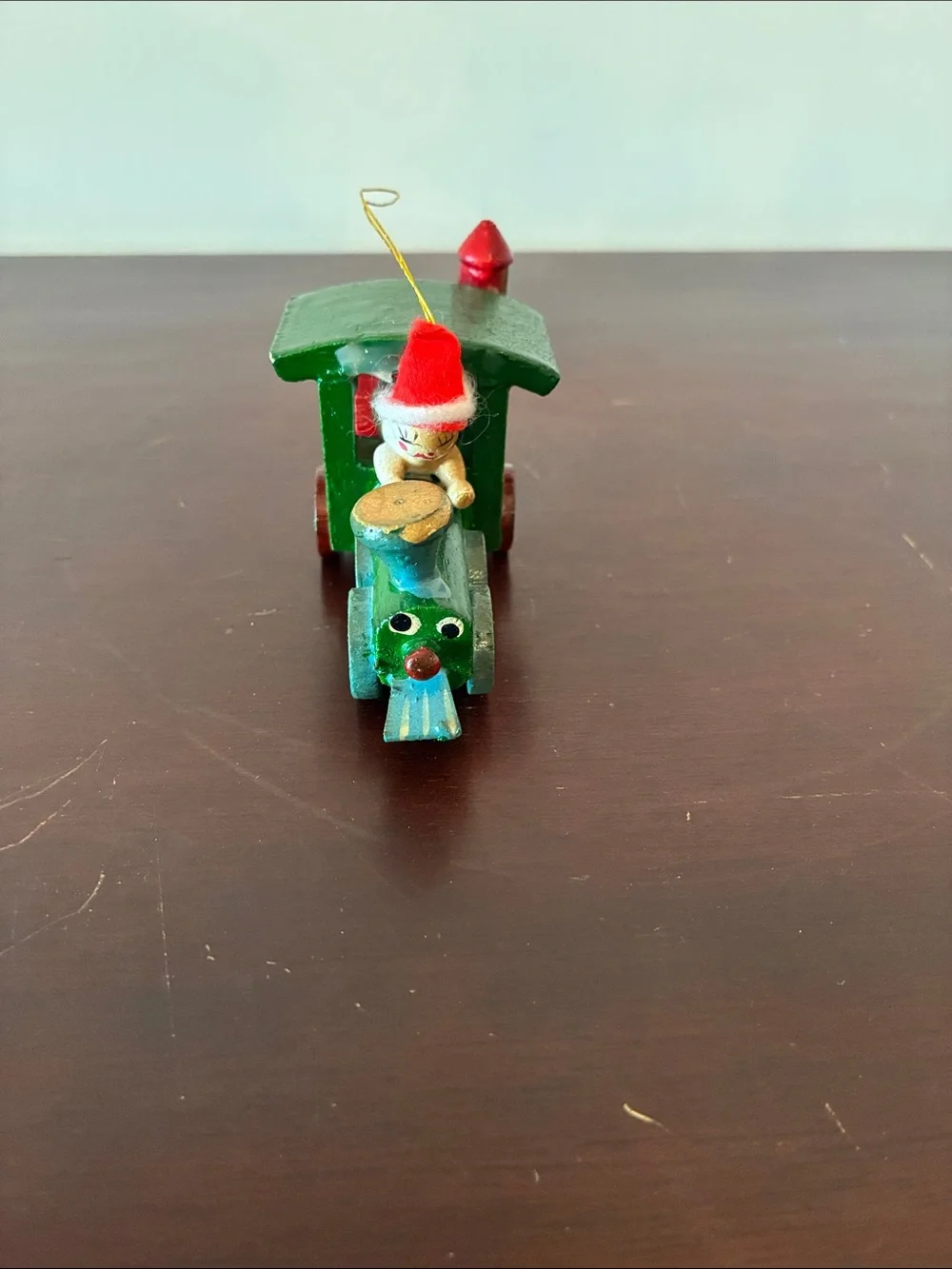 Vintage Russ Berrie Wooden Christmas Train Ornament, Made in Taiwan
